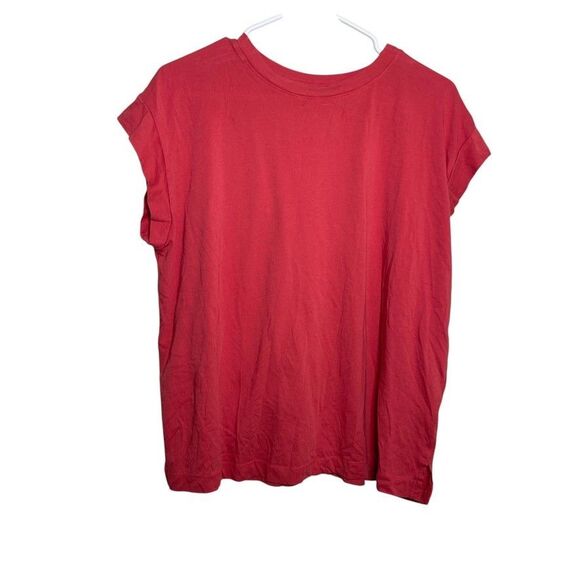 A New Day T-Shirt Women's Large Red Short Sleeve Crew Neck Solid Basic Top - Picture 1 of 8